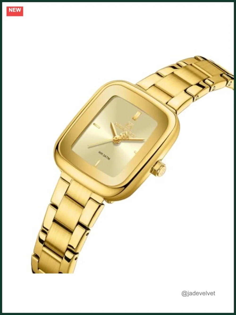 Vintage Square Quartz Watch with Stainless Steel Band, Waterproof Dress